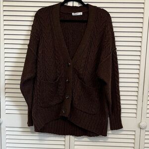 Arizona Jean Company Dark Brown Cable Knit Cardigan